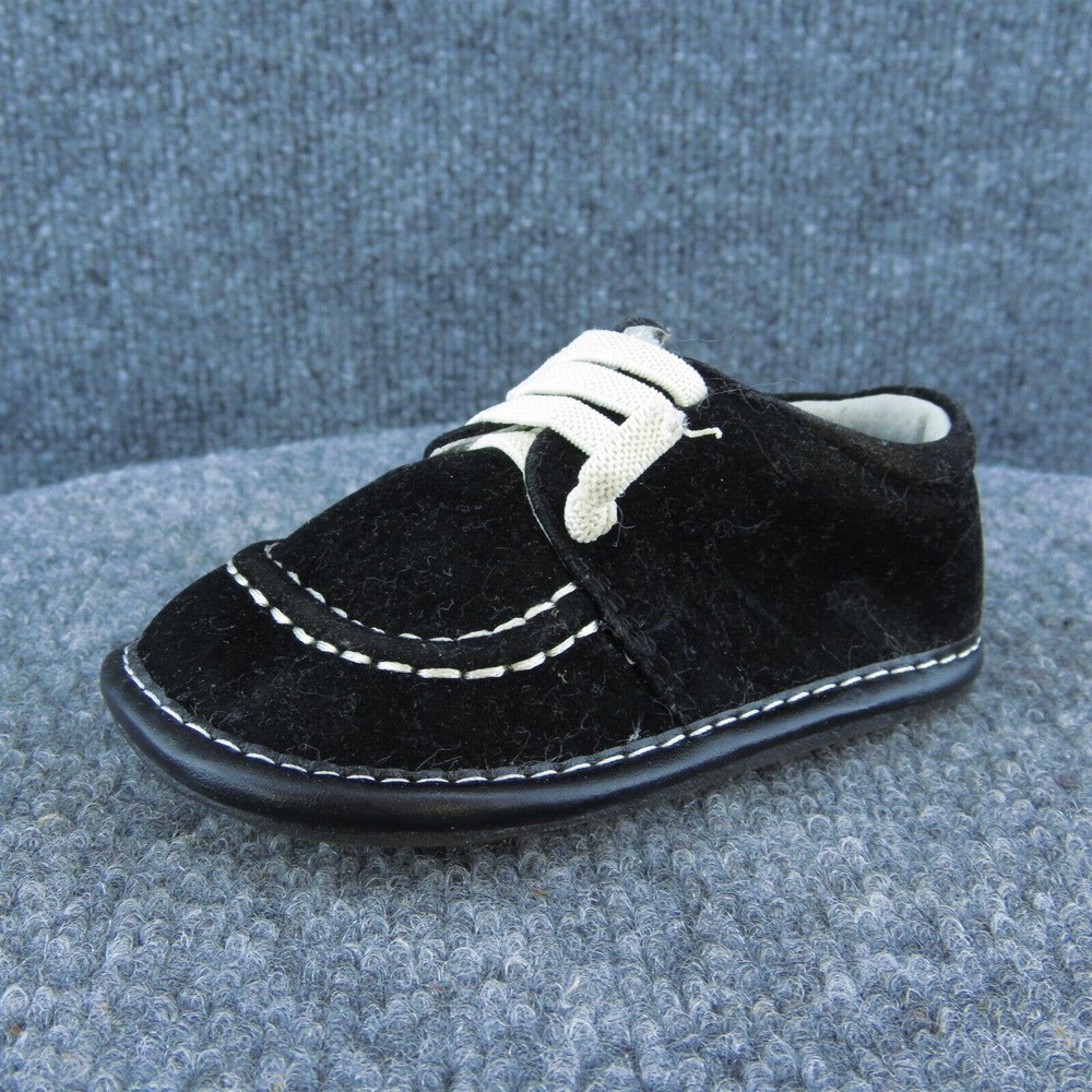 Jack & Lily‎ Unisex Sneaker Shoes Black Leather Lace Up Size T 12-18 Medium